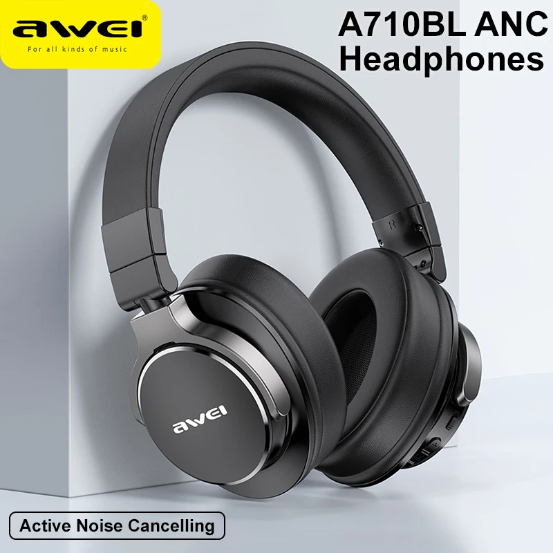 AWEI A710BL ANC ACTION ACTIONDULING Slúchadlá Bluetooth s Hi-RES AUDIO NAD EAR Wireless Headset s mikrofónom