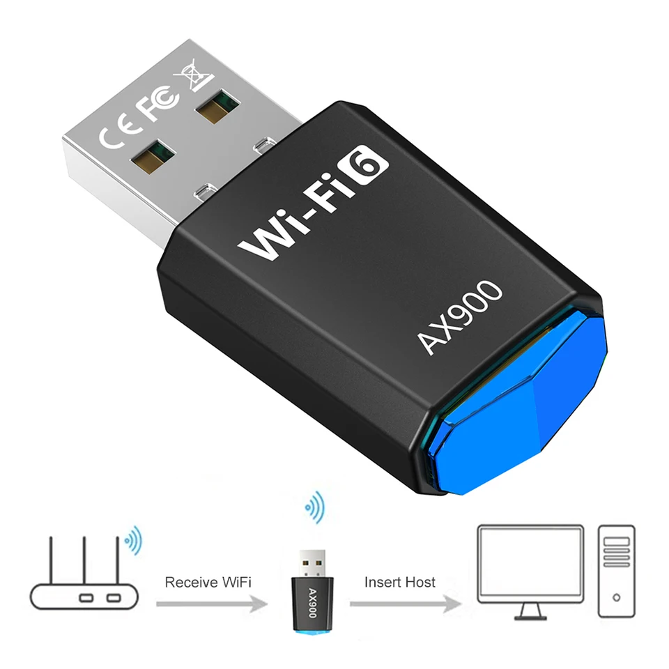 Ax900 900 Mbps USB WiFi Bluetooth Adapter Dual Band 2.4g/5GHz WiFi 6 USB Adapter 900 Mbps WiFi Adapter pre notebook Windows 7 10 11