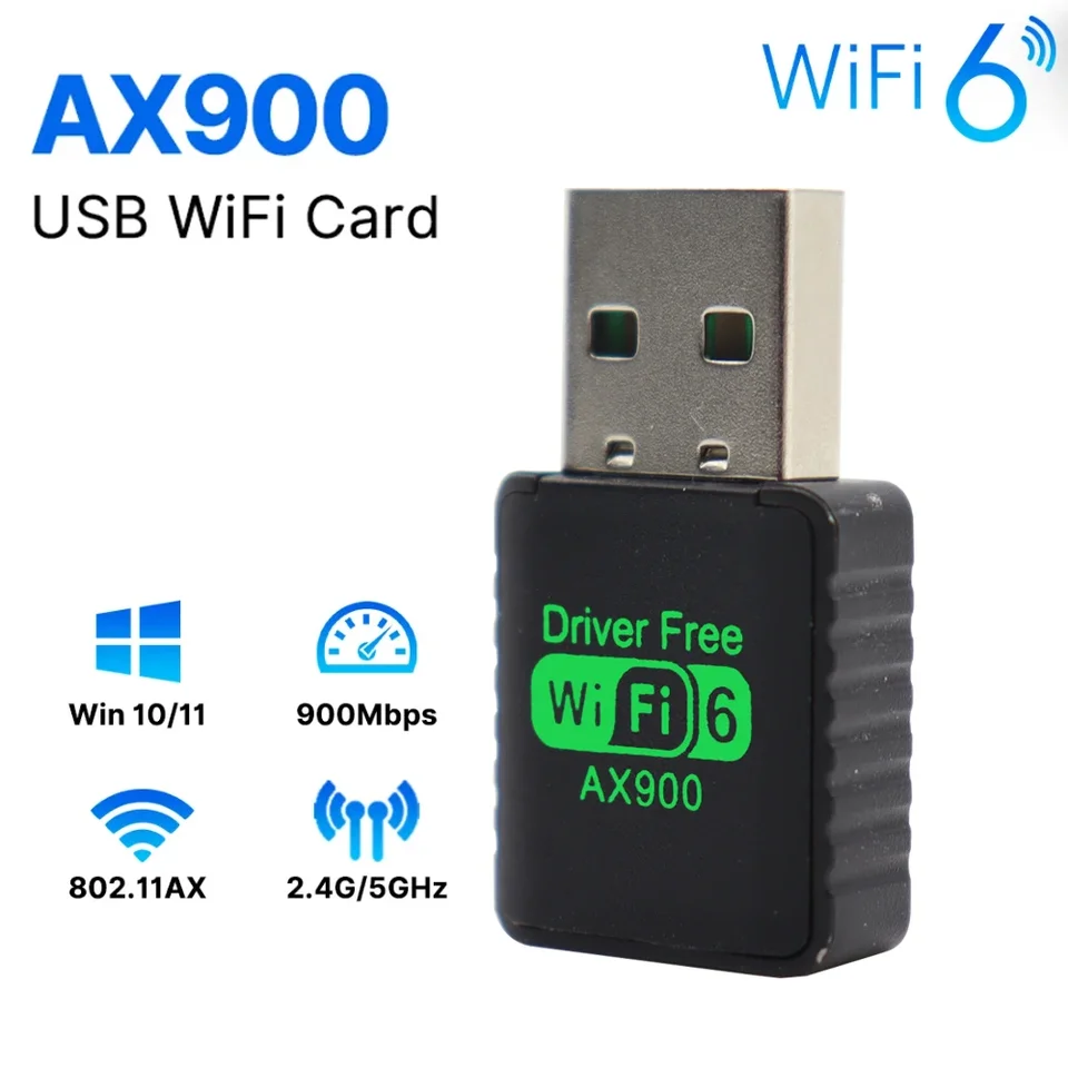 Ax900 USB adaptér WiFi 6 Externá bezdrôtová sieťová karta 2.4g a 5GHz Wi-Fi USB pre PC prenosný počítač Win10 11 Ovládač zadarmo