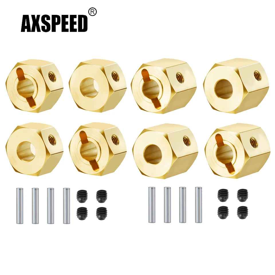 AxSpeed ​​4ks 8/10 mm ťažký mosadz 12 mm koleso Hex Hex Hex Adapter pre Redcat Gen8 1/10 RC Crawler Upgrade Auta