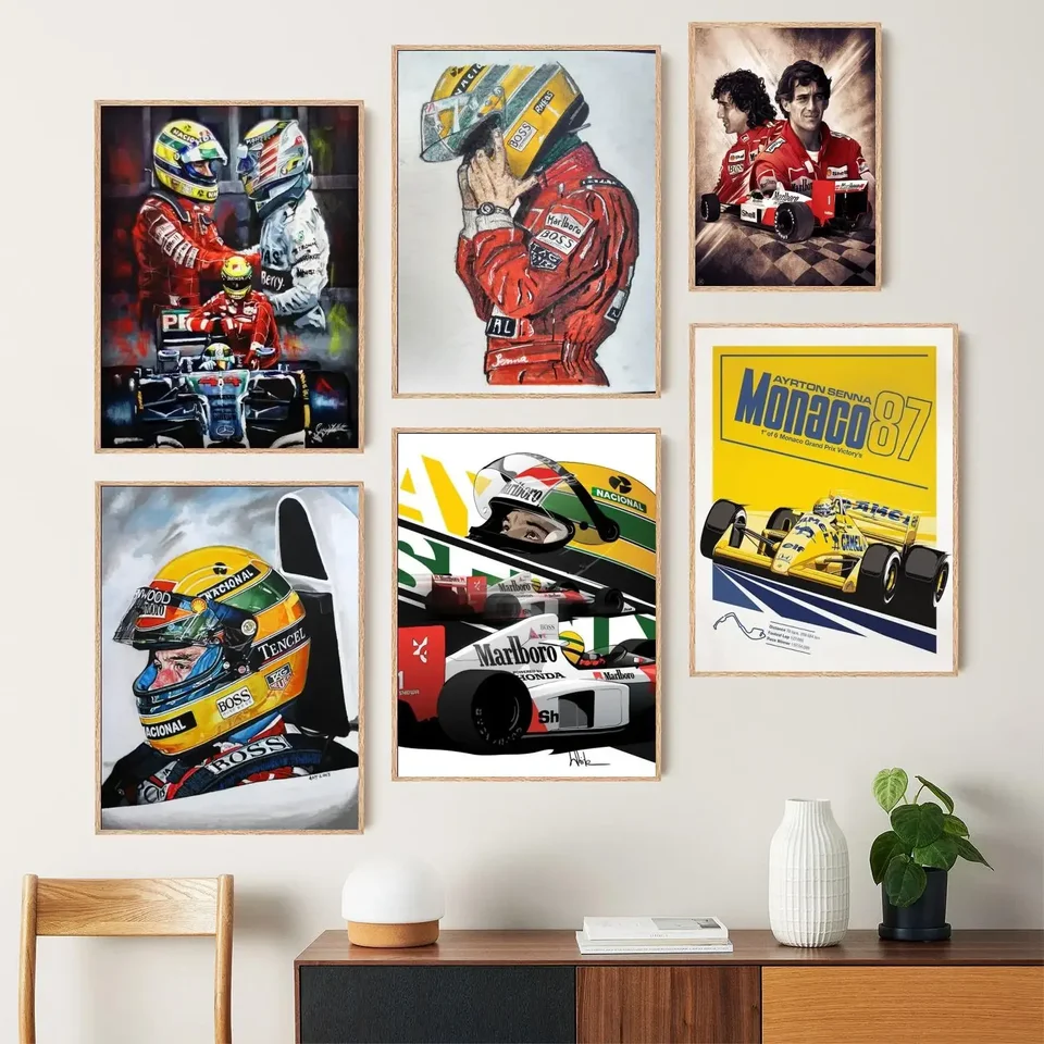 Ayrton Senna plagát výtlačky plátno maľba nástenné umenie plagát pre modernú rodinnú obývaciu izbu Domovod
