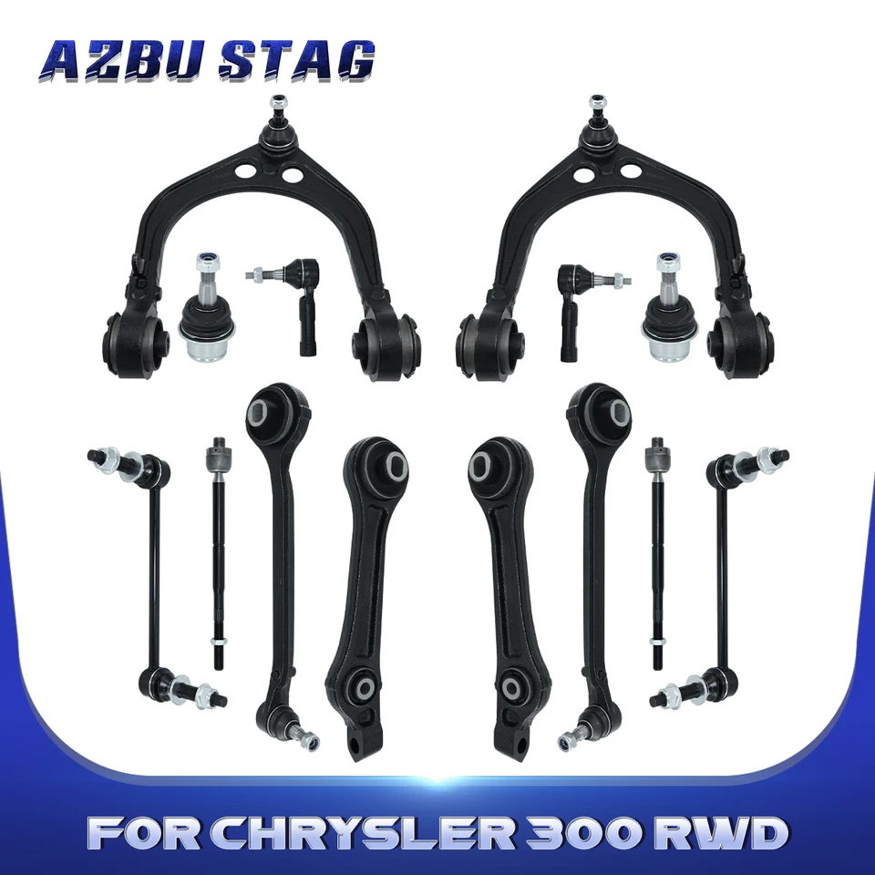 Azbustag 14 PCS predné spodné horné pravé pravé ovládacie rameno s guľovým kruhovým kravatou koncom pre Chrysler 300 Dodge Charger 2005-2010