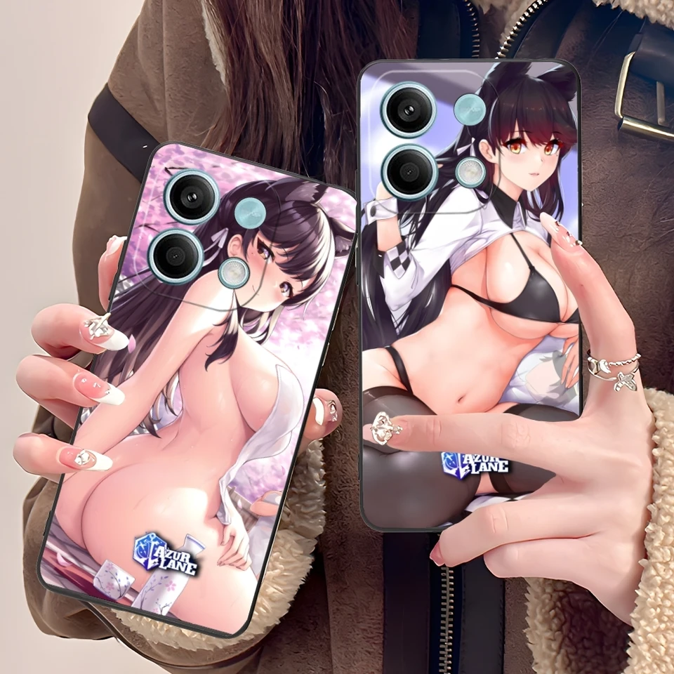 Azur pruh Atago mobilný mobilný mobilný telefón pre Xiaomi POCO M6 M5 M4 M3 X6 X5 X4 X3 F6 F5 F4 F3 F2 C40 PRO GT 5G Black Cover Shell