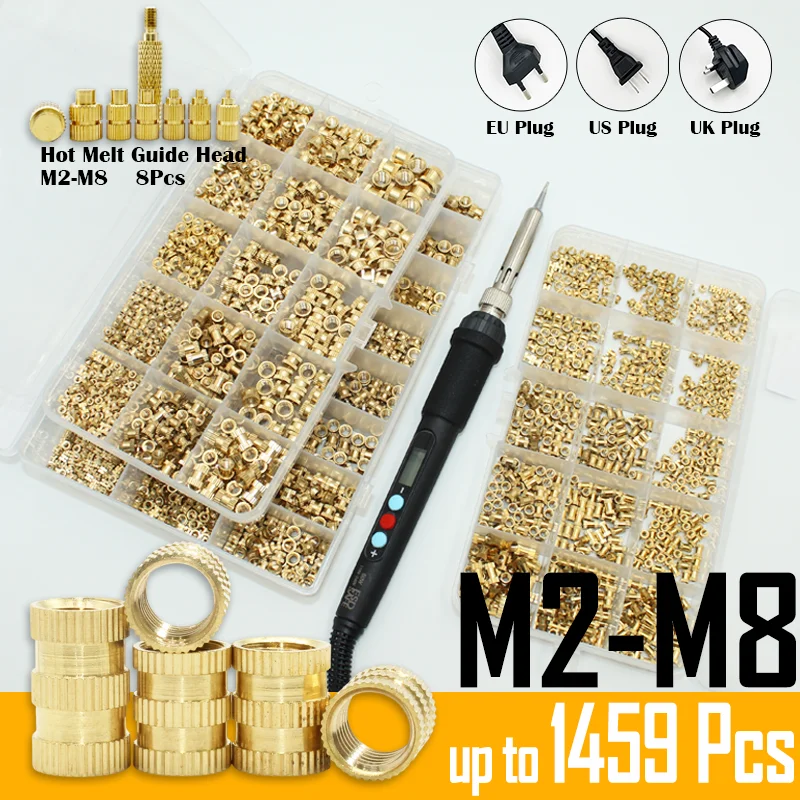 Až 1459 mosadzná vložka Nut LCD Digitálny displej Elektrická spájka Železo Železná závit Knulované vložené vstrekovanie Nut 3D tlačiareň