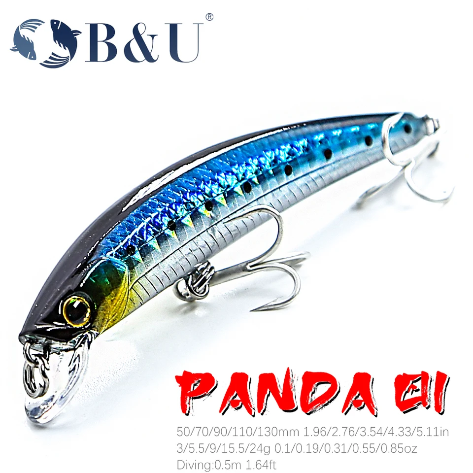 B & u 50/70/90/110/130 mm horúci model rybárskych látok Tvrdá návnada 9Color pre výber potopenia Minnow Quality Professional Minnow Hĺbka 0,5 m