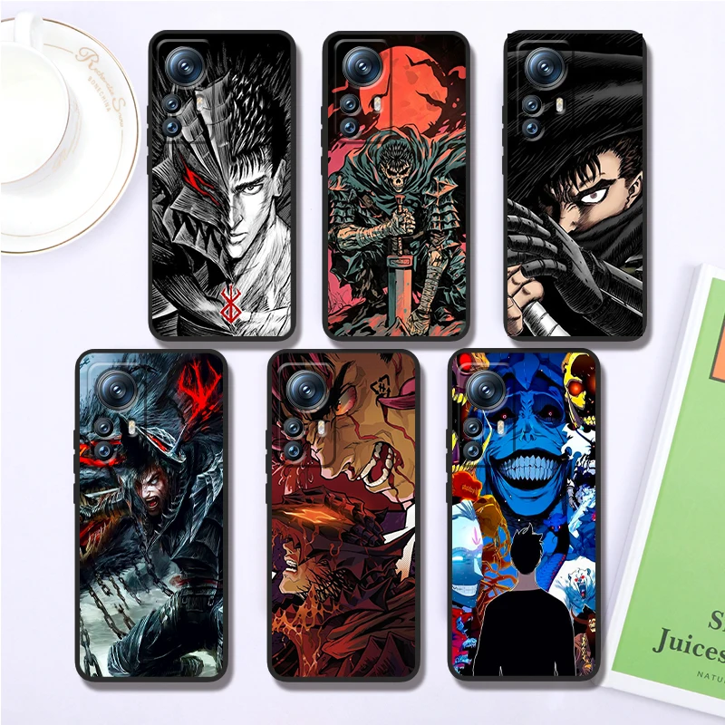 B-Berserk Cool Cartoon Boys pre Xiaomi Mi 13T 13. 12t 12 11T 11i 11 A3 10T 10 9 Pro Lite Ultra 5G Čierny puzdro TPU TPU