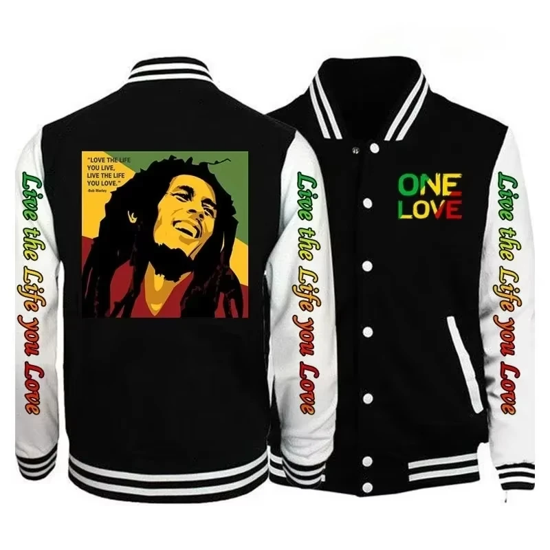 B-Bob Marley Live The Life You Love Baseball Bunda Muži/ženy bavlna baseball dres Príležitostné vonkajšie mikiny Caatsorms