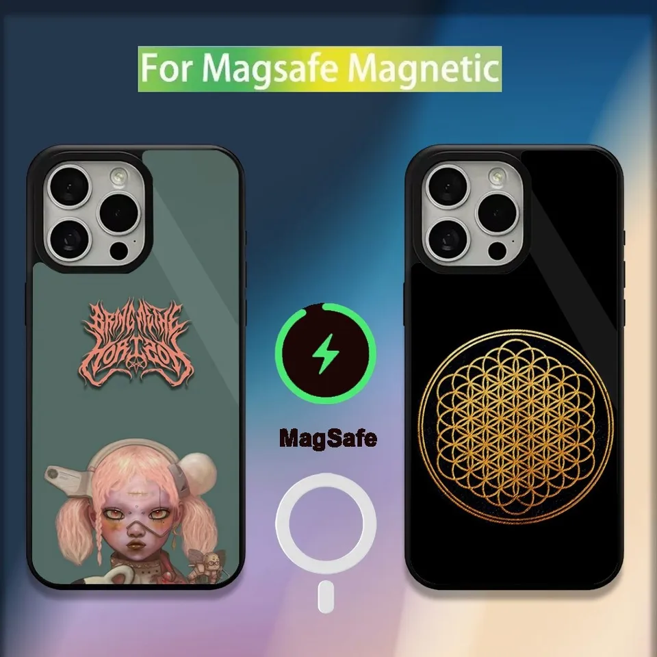 B-Bring Me The Horizon BMTH Pase pre telefón pre iPhone 16,15,14,13,12,11, plus, Pro, Max, Mini Magsafe Magnetic Wireless nabíjanie