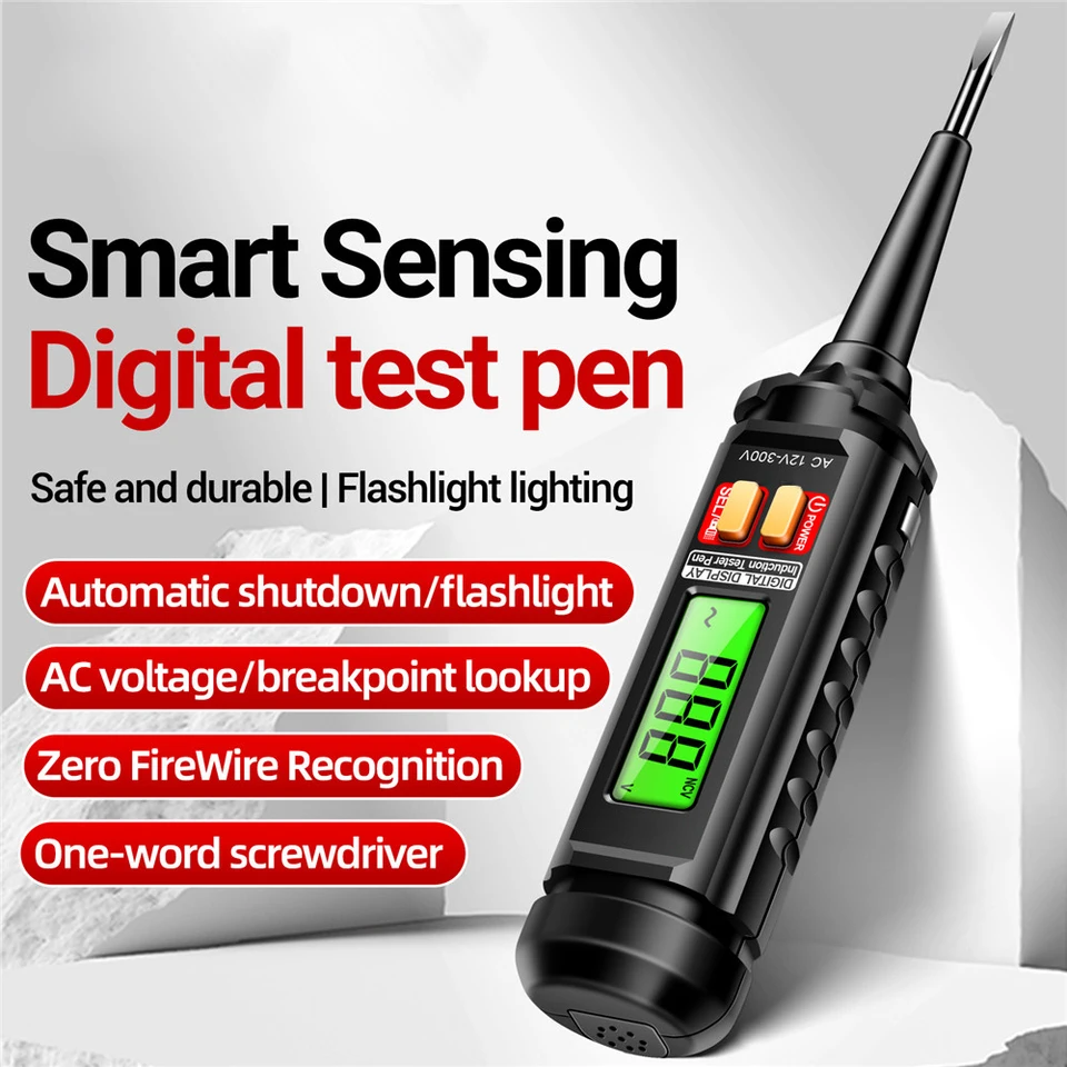 B16 AC12-300V Indukčný tester tester LCD LCD Displej Displej profesionálneho detekcie striedavého napätia Elektrické náradie skrutkovača
