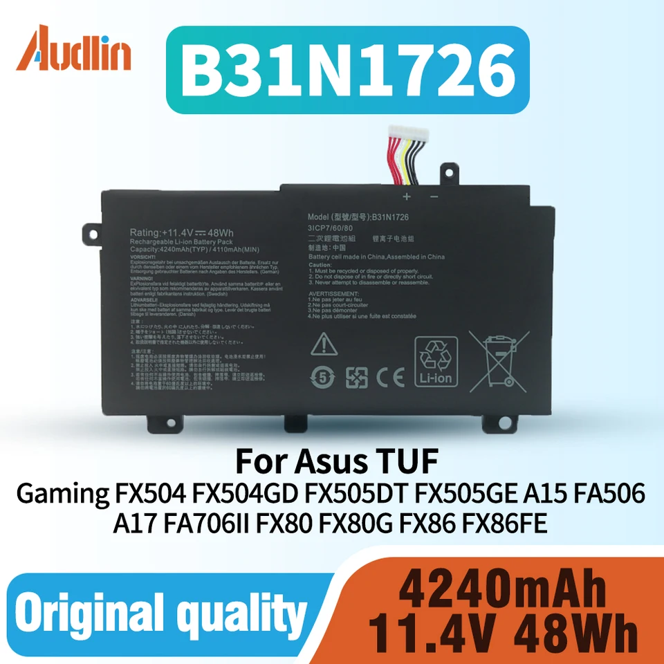 B31N1726 pre ASUS TUF Gaming FX504 FX504G FX504GD FX504GE FX504GM FX505 FX505DT FX505DV FX505DY FX80 FX80G FX80GD FX86
