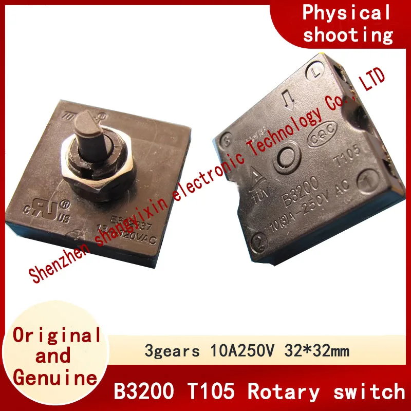 B3200 T105 Square 32*32 mm rotačný spínač 3 (Off-On) Elektrický sporák elektrický spínač WOK (Off- Low Fire- High Fire)