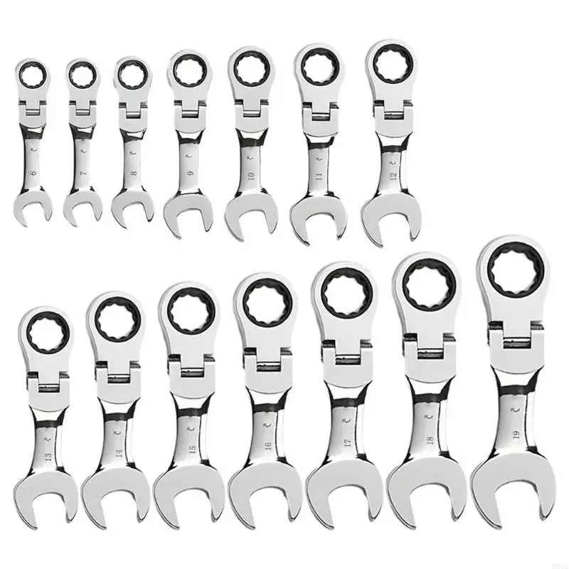 B95A Praktické 180 ° Flexibilné račňa hlavy Ratheting Ratcheting Box Wrench Tool