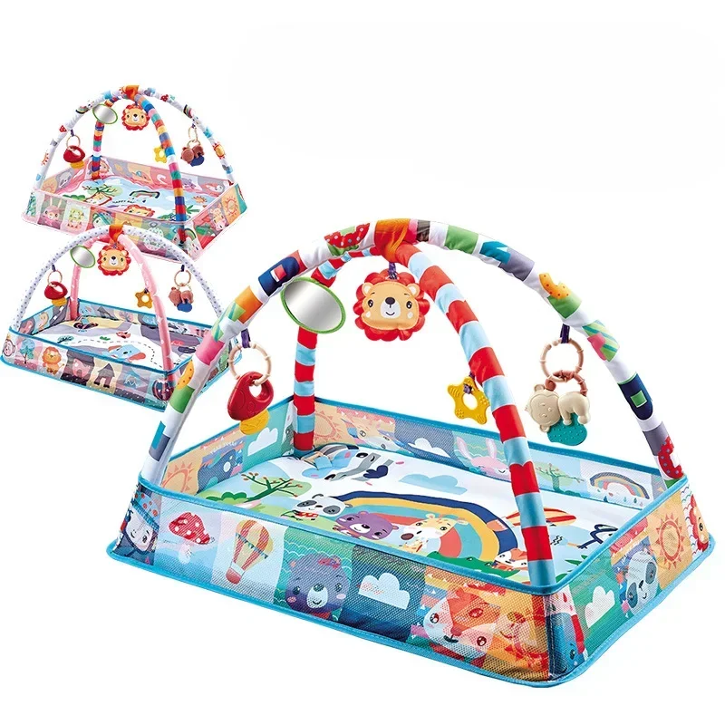 Baby 3 v 1 Fitness Frame Game Game Dela Multifunkčná karikatúra Play Plazba Mat Tortoise Lion Ocean Ball Pool 0-18 Mesiace hračky