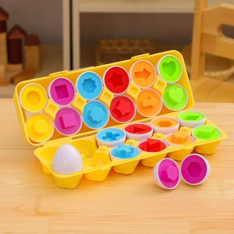 Baby Montessori Vzdelávacie hračky inteligentné vajcia abecedy Listy Tvary Zodpovedajúce puzzle pre deti 1 2 3 roky batoľa hry
