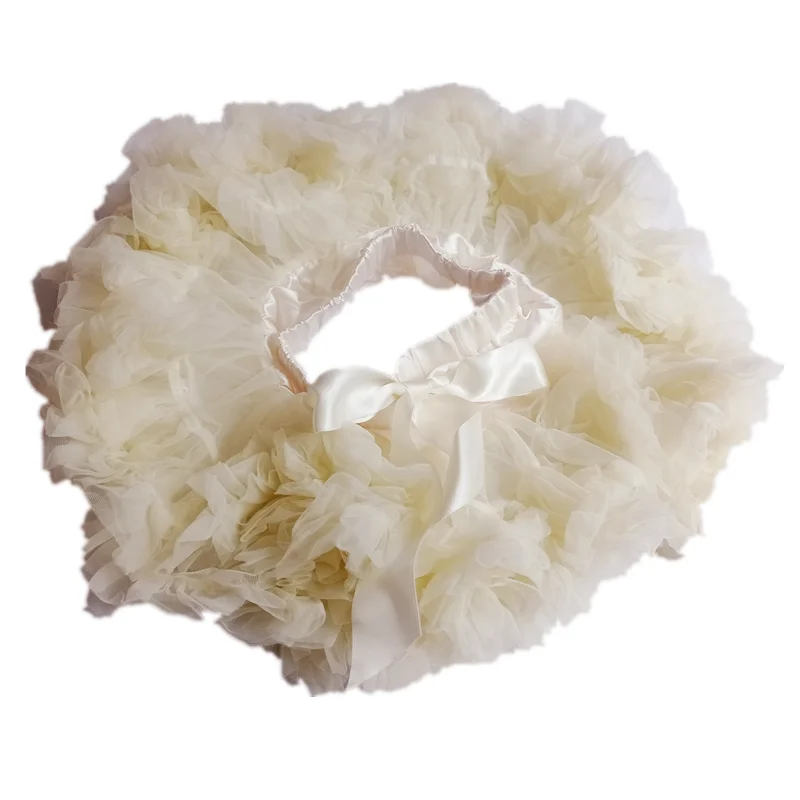 Baby petti sukňa tutu sukňa Fluffy slonovinová farba detské dievčatá sukňa béžová mäkká nylonový tulle oblek na večierok 0 až 12 mesiac