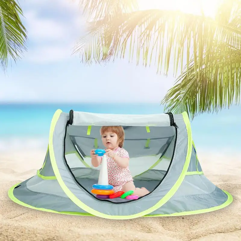 Baby plážový stan skladateľný automatický vyskakovací UV ochranu proti slnečnému tieni pre dojčenské cestovanie vonkajšieho bazéna na hranie domu