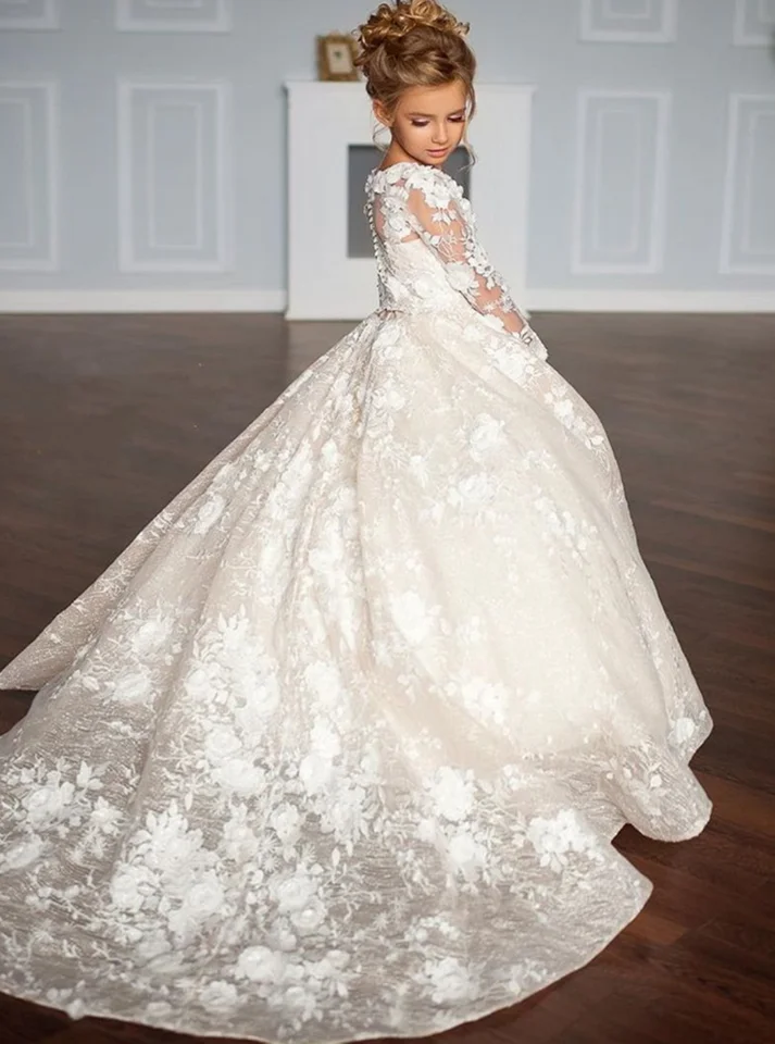 Babyonline kvetinové šaty s čipkou Tulle sukňa luk princezná svadobné šaty pre elegantné dieťa vianočné darčeky