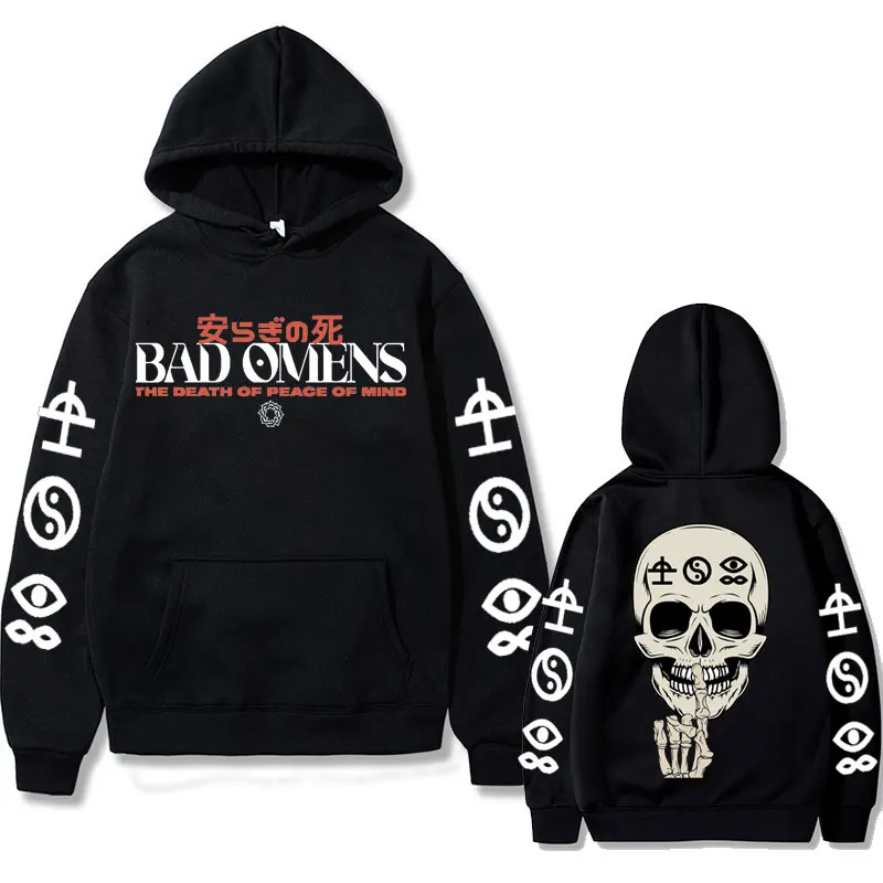 Bad Omens Band Song Like A Vliiain obojstranná tlačiareň kostrová skeleton Grafické mikiny Men ženy vintage rockové gotické mikiny