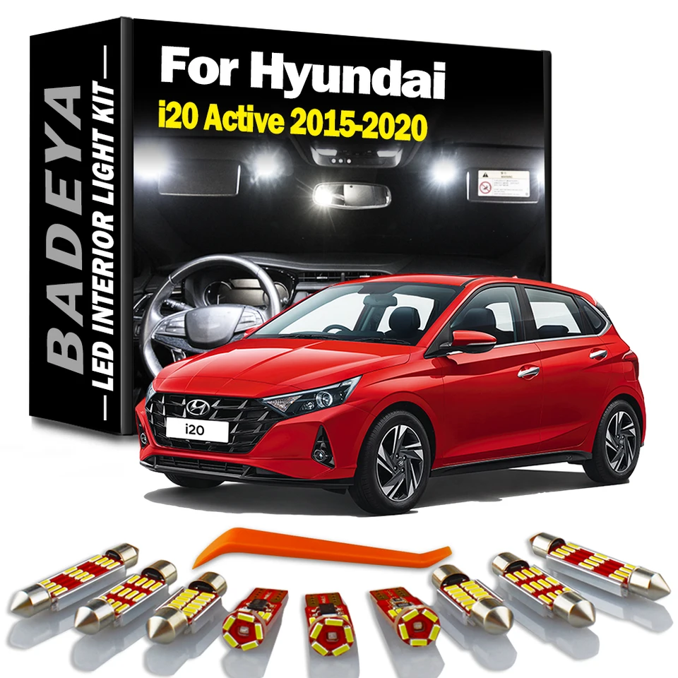 BADEYA 11PCS CANBUS LED interiér DOME MAP SVETLA SVETA PRE HYUNDAI I20 Aktívny 2015 2016 2017 2018 2019 2020