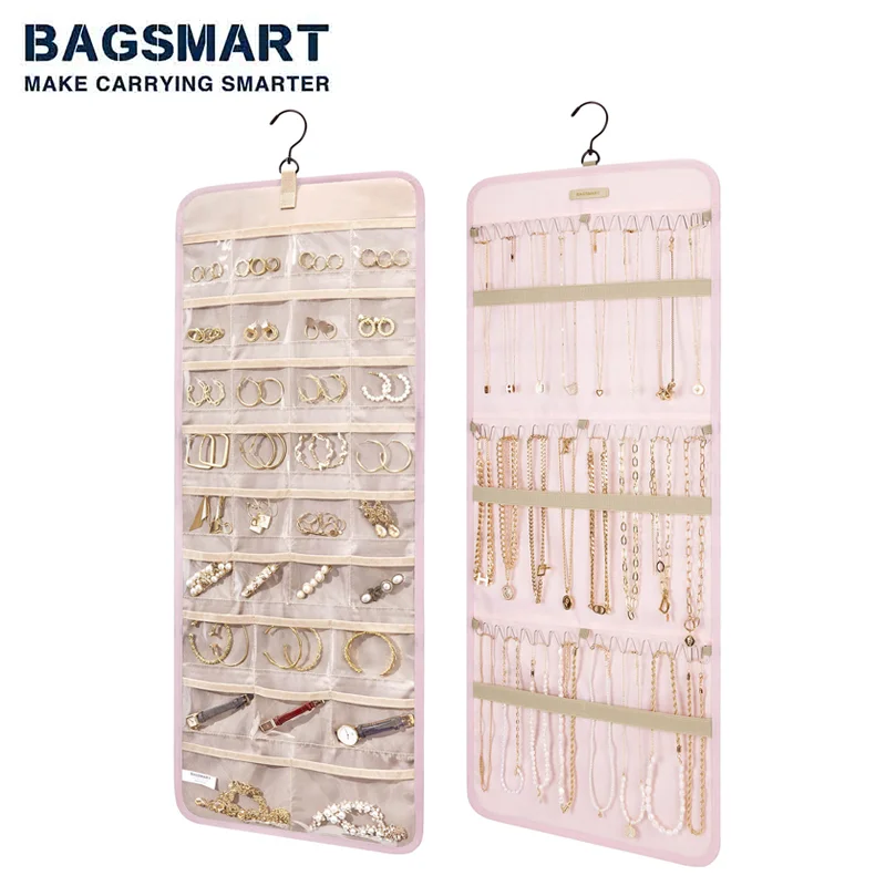 BAGSMART ŠPECKY ORGANIZER BAG zavesenie úložného priestoru s obojstrannou rolkou so závesnými kovovými háčikmi náušnice Náskužné náhrdelníky