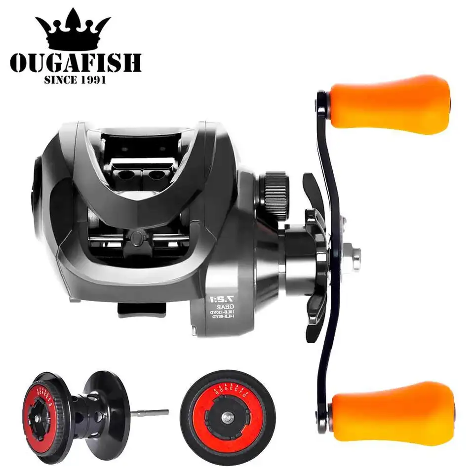 Baitcasting Reel Betriel 10 kg Max Drag Magnetic a Centrifufal Brzdo Kliknite na zvukový tlak 7.2: 1
