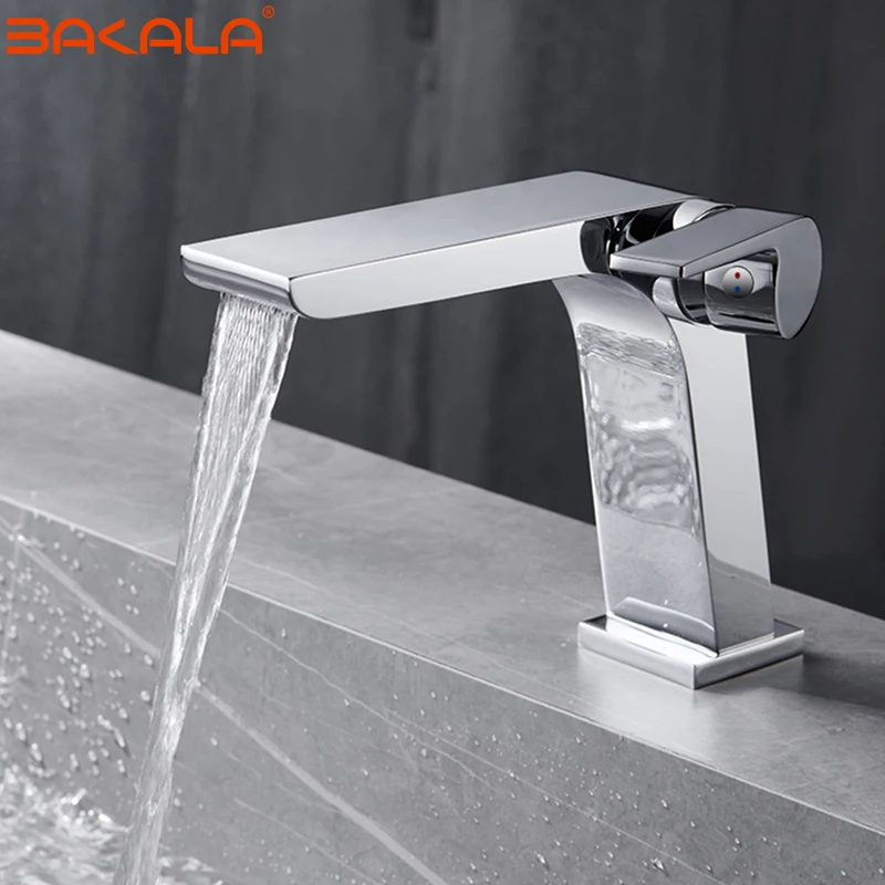 Bakala Biela kúpeľňa umývadlo kohútika kohútika Mosadzná kúpeľňa vodopád Faucet paluba Moins Mixer Tap Čierna zlatá povodie Faucet