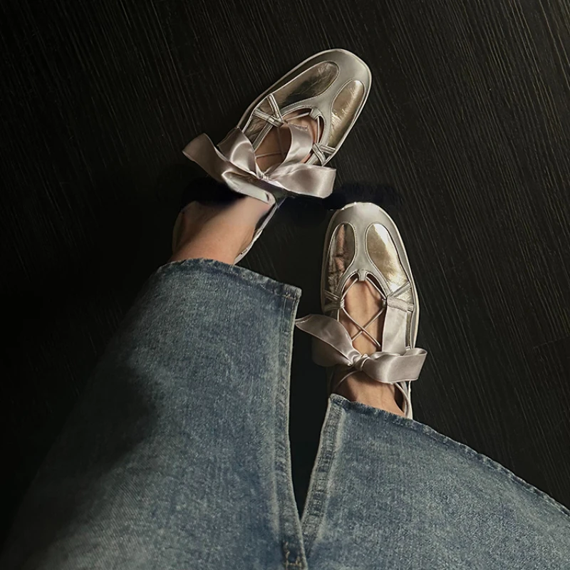 Baletné ploché tenisky Dámske dámske spodné bowknot Dutlow Out topánky módne návrhárka Mary Jane Ballet Comfort Shoes Female