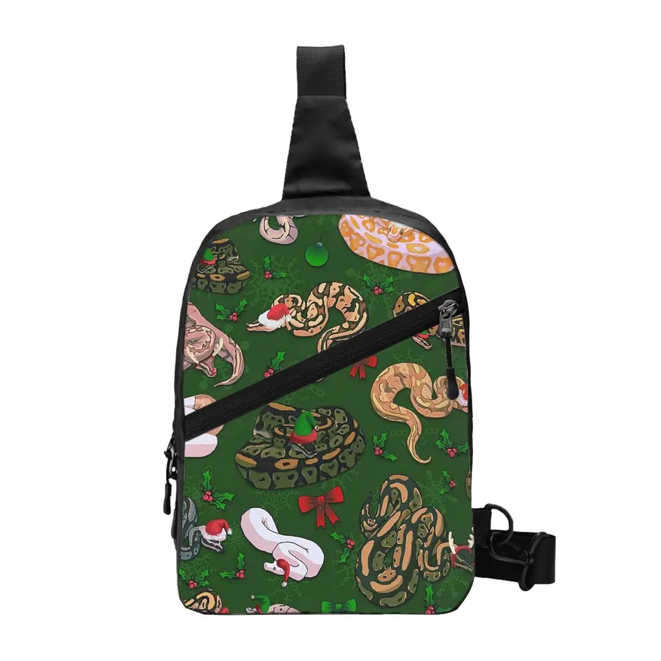 Ball Python Morph vianočné sviatočné hrudné sáčky Muži muži sling crossbody batoh na hrudi Cestu