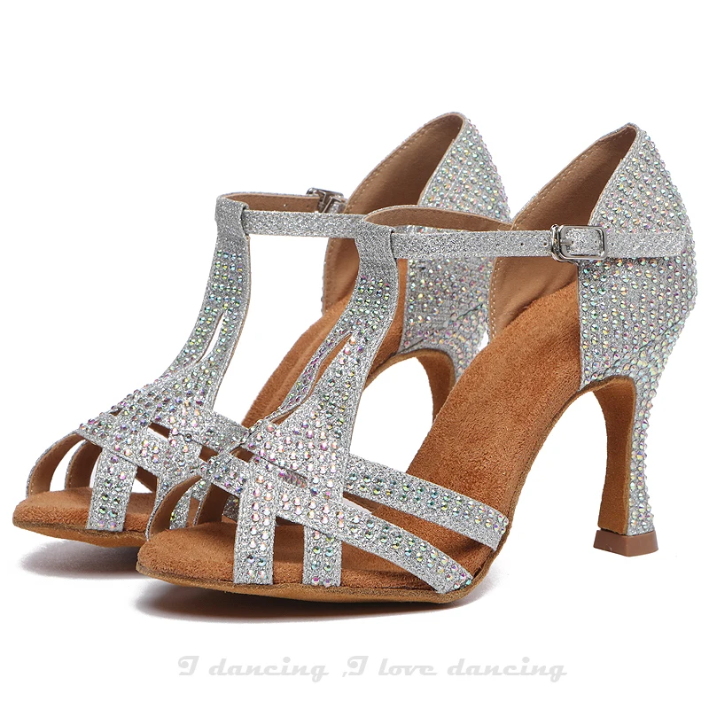 Ballrrom Women Dance topánky Jazz topánky pre tanečné svadobné topánky valcové tanečné topánky High podpätky 2023 bieleho kamienka Red Jusedanc