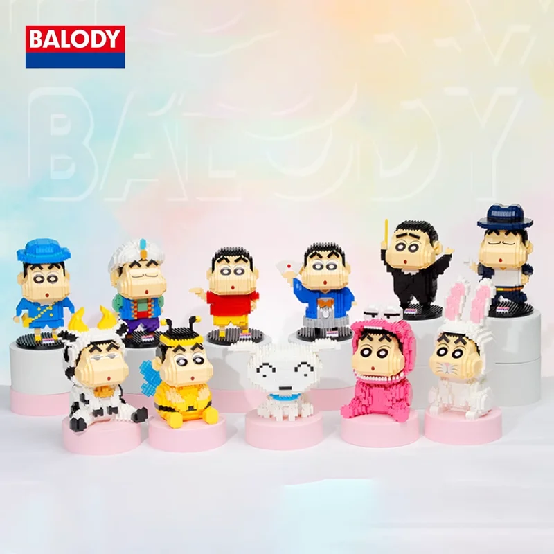 Balody Crayon Shin-Chan Kawaii Puzzle Blok karikatúry Skutočná klasika Crocodile Bee Maiden Heart Zhromažďovanie hračiek Kids vianočný darček