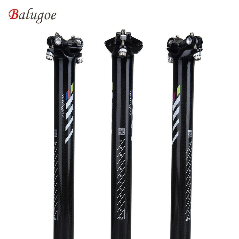 Balogue-plné uhlíkových sedadiel pre MTB, stĺpik na sedenie na cestách, 3K lesklé časti bicyklov, 27,2 mm, 30,8 mm x 350 mm, 400 mm