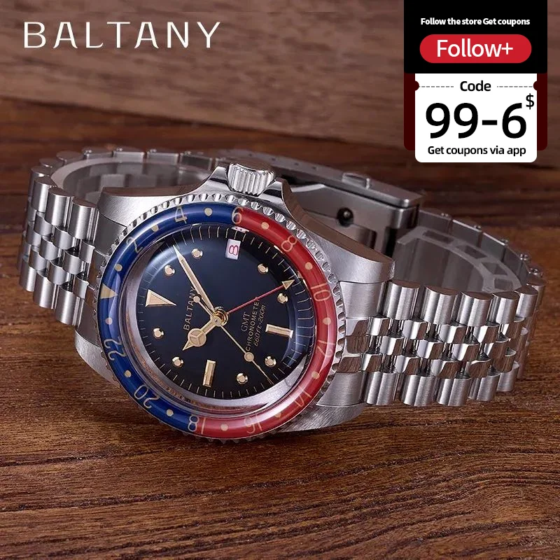Baltany 1957S GMT Master Hondage Vintage Watch S6074 COLA REZEL 20ATM JUBILEE STYLE RAKLET 39 mm automatické mechanické hodinky Men