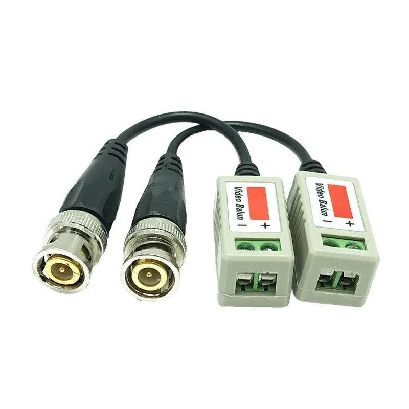 BALUN VIDÉO BNC CAT5, 2 pièces (1 pár) Torsadées, Émetteur-récepteur Passif pour caméra de Surveillance (AHD/CVI/TVI)