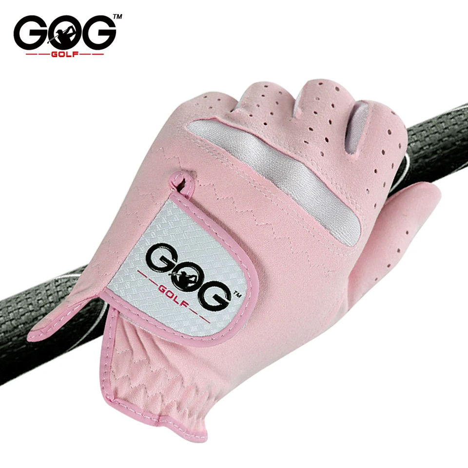 Balí 1 pár dámskych golfových rukavíc Pink Micro Soft Fiber Priedušné protišmyko vľavo a pravej ruky Športové rukavice Ženské golfové potreby
