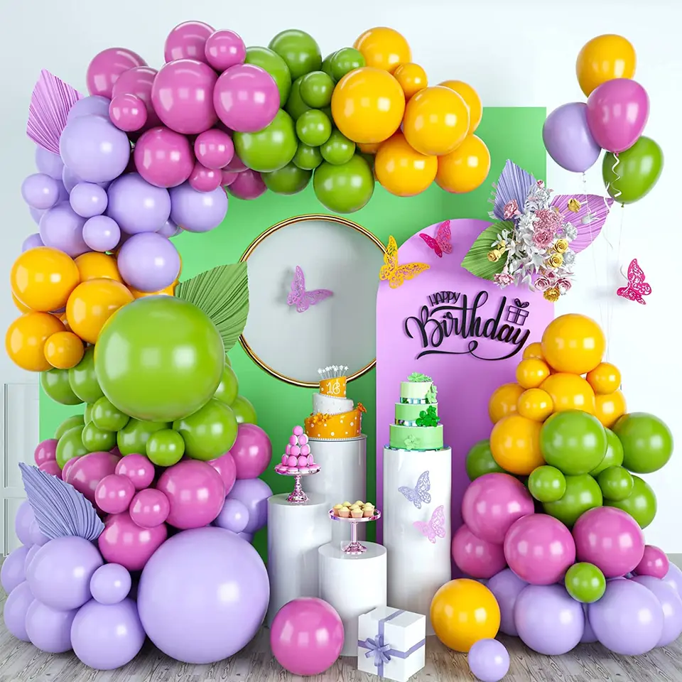 Balóny Garland Arch Kit Hot Pink Olive Green Purple balóniky Latex Party Balóny na narodeniny svadobné zásnubné dekorácia