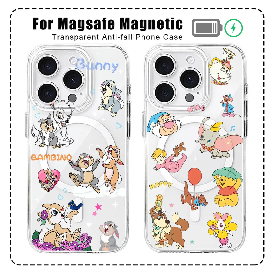 Bambi Thumper Dumbo pre Magesafe Magnetic Puzder pre iPhone 16 15 14 plus 13 12 pro max xs xs xr 8 7 SE Clear Cover