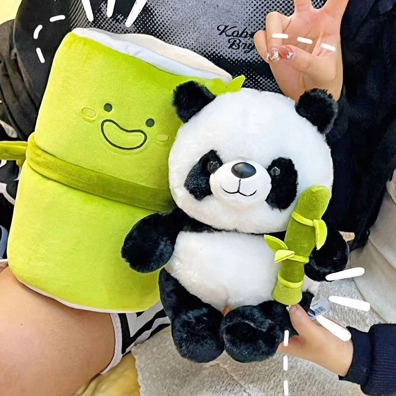 Bambus Panda Hračky Doll Doll Cushion Zvieratá Vankúše Domáce dekorácie mäkké vankúše Roztomilé trubicové vankúš