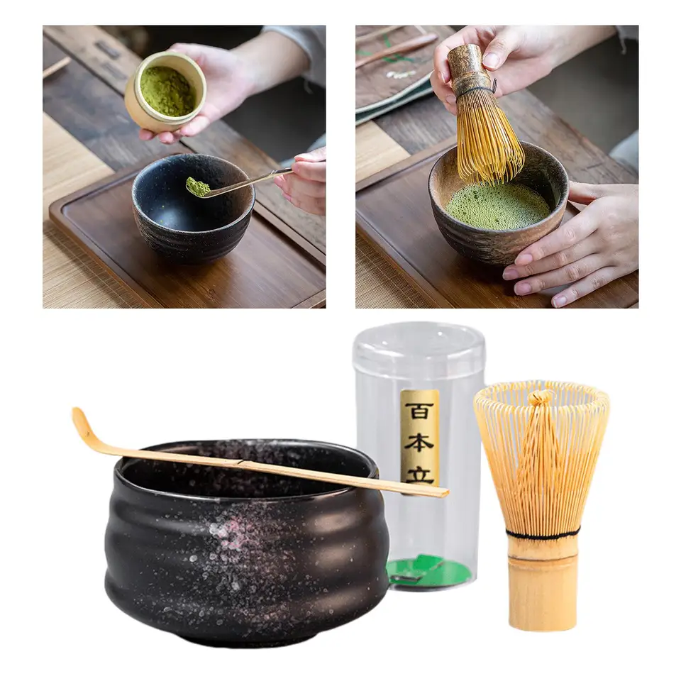 Bambus Tradičné bambusové matcha set whisk (Chasen) + (Chashaku) + čajová misa