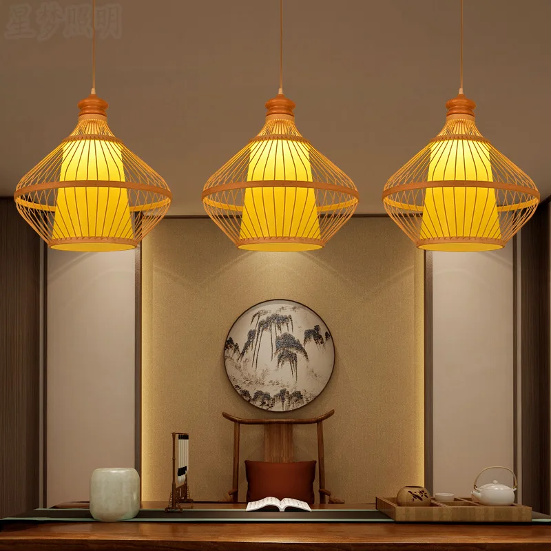 Bambusové umelecké diela lustre Lantern čajovňa reštaurácia reštaurácia Hot Pot Restaurant Japanese Style Retro Zen