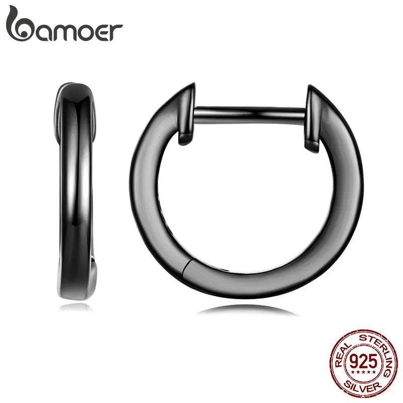 Bamoer 925 Sterling Silver 4 farby Drobné uši obruče Kábané čierne zlaté uši pracky pre ženy jemné šperky uší klip Svadobný darček