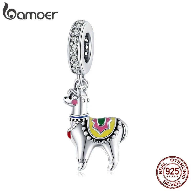 Bamoer 925 Sterling Silver Cute Cute Alpaca pre originálne 3 mm náramkové doplnky Originálne strieborné šperky výroba SCC1737