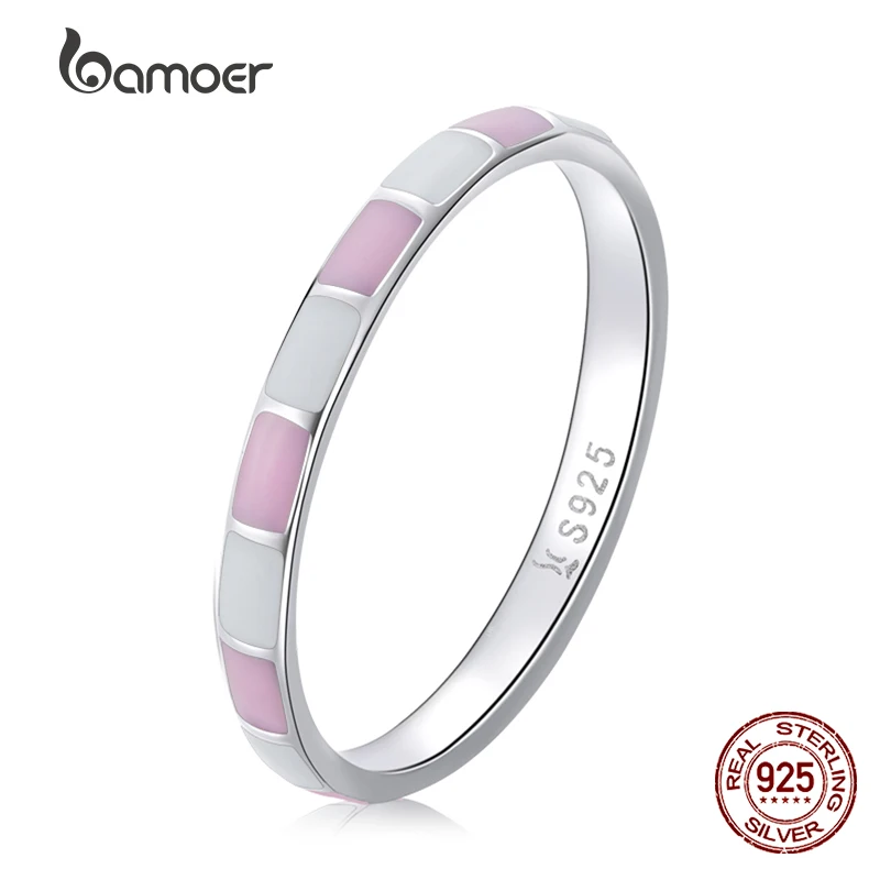 Bamoer 925 Sterling Silver Simple Seckon Prsteň Prsteň