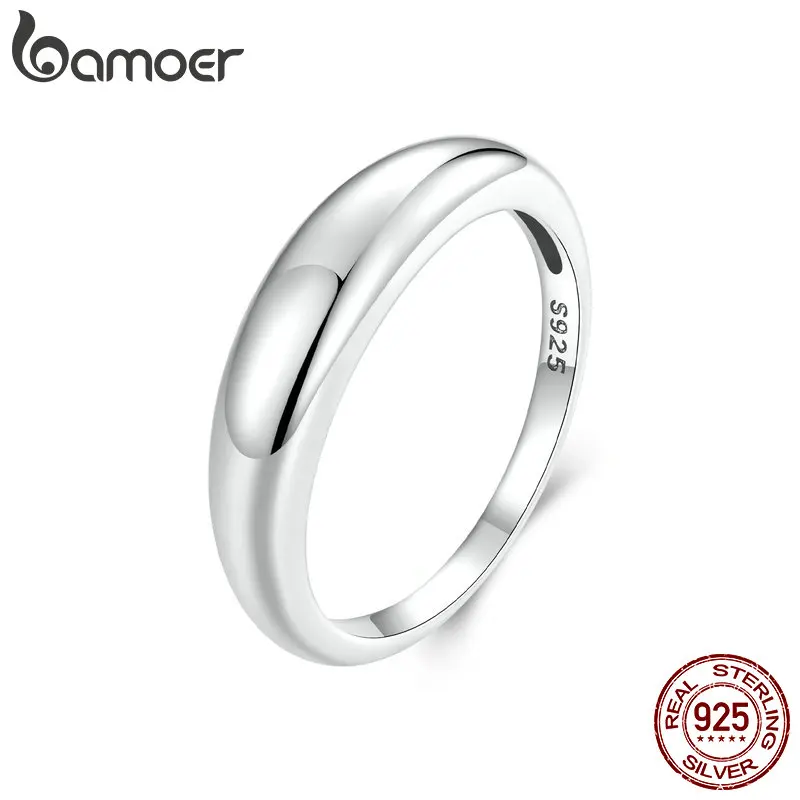 Bamoer Vysoká kvalita 925 Sterling Silver Simple Halo Ring Classic Round Fing prsteň pre ženy jemné šperky BSR558