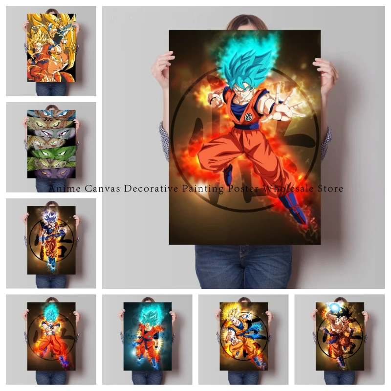 Bandai Classic Anime Canvas výtlačky plagát Dragon Ball Z Figures Majin Buu Beerus Domov Room Bar Wall Wall Vintage Art Decor Decor