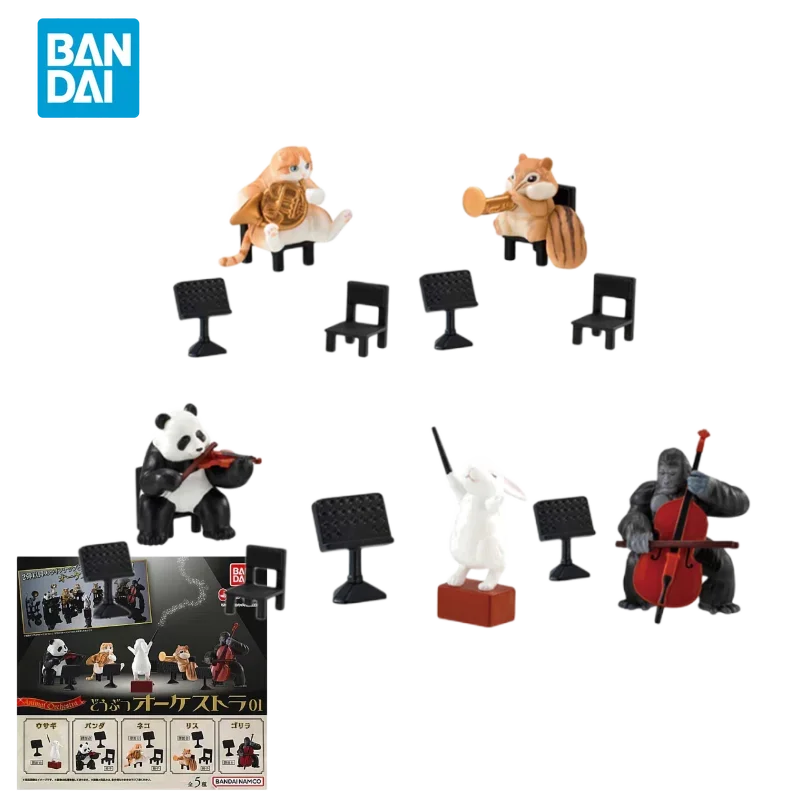Bandai Original Animal Orchestra Anime Obrázok 01 Panda Cat Rabbit Squirrel Orangutan Gashapon Action Figure For Darček pre deti