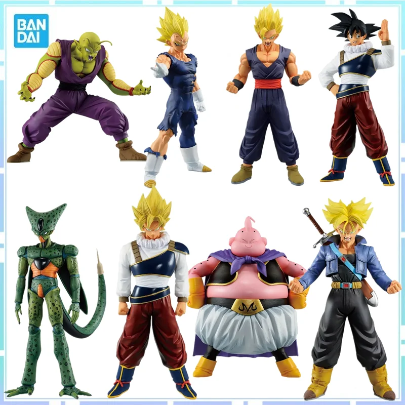 Bandai Original Anime Ichiban Kuji Dragon Ball Goku Goku Majin Buu Vegeta Cell Trunks Piccolo PVC Action Figure Model Hračky