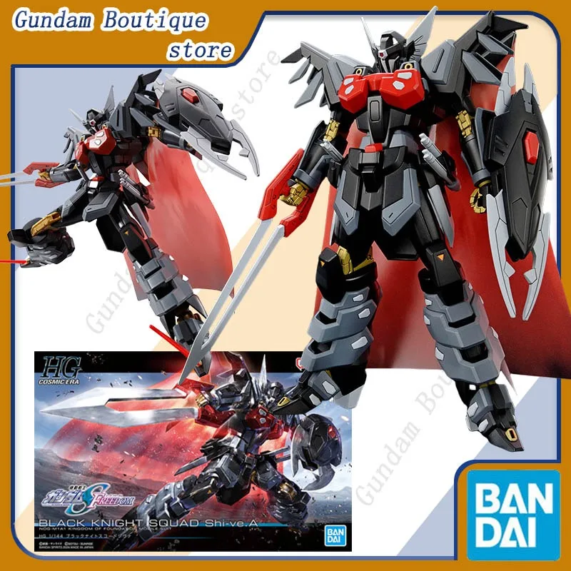 Bandai originálny čierny rytiersky jednotka Shi-V..A HG GUNDAM Anime Action Action Robot Zhromaždenie modelu montážny modely hračiek Darčeky