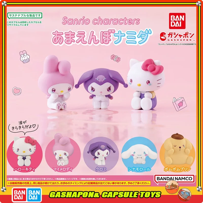 Bandai Sanrio Action Figures Model Crying Style Kitty Melody Cinnamoroll Kuromi Gashapon Ornament Oficiálny pravý pravý