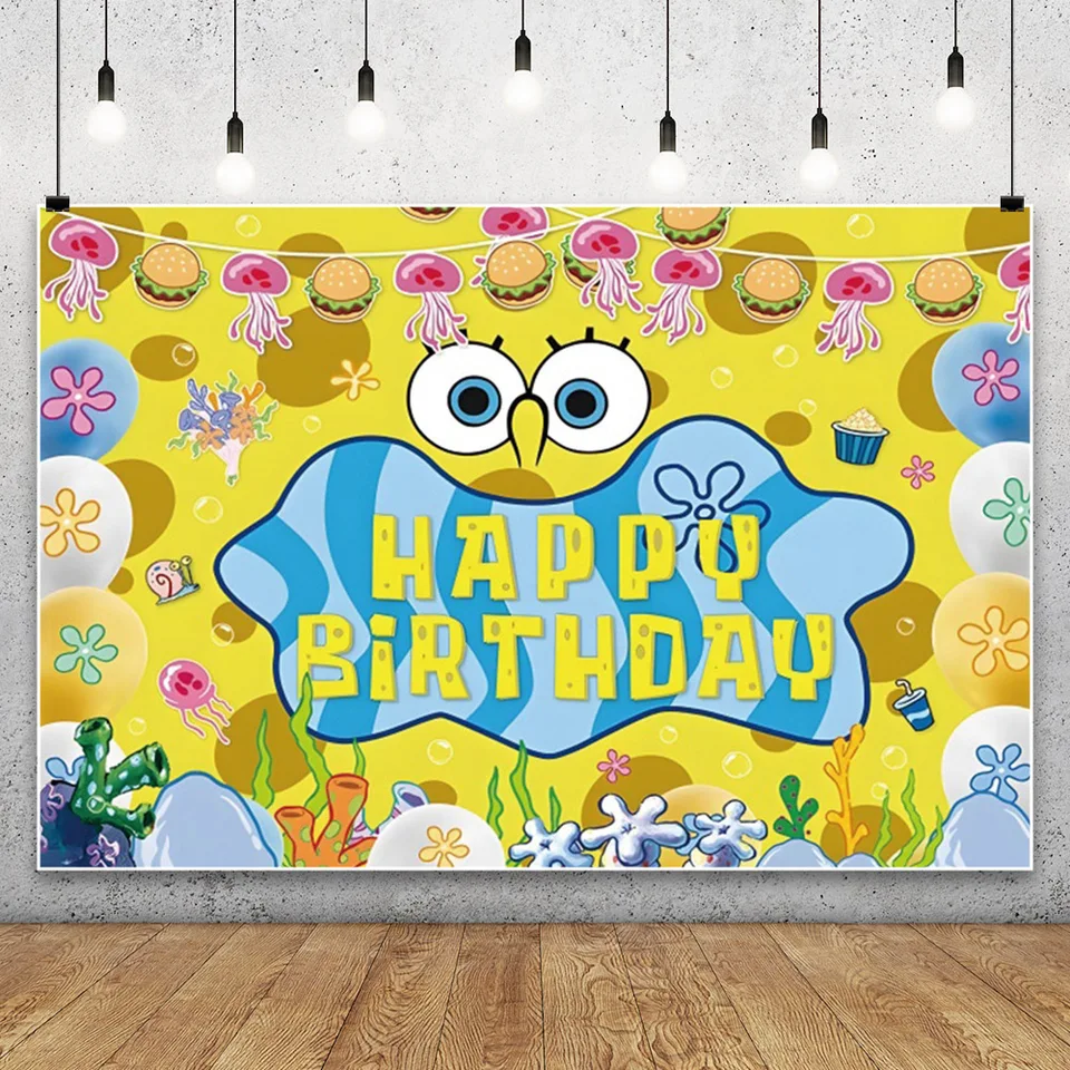 Bandai SpongeBobs Kid's Birthday Party Dodávky Photo pozadia bábätká pre bábätká Banner Stage Plagát Pozadie pre fotografiu