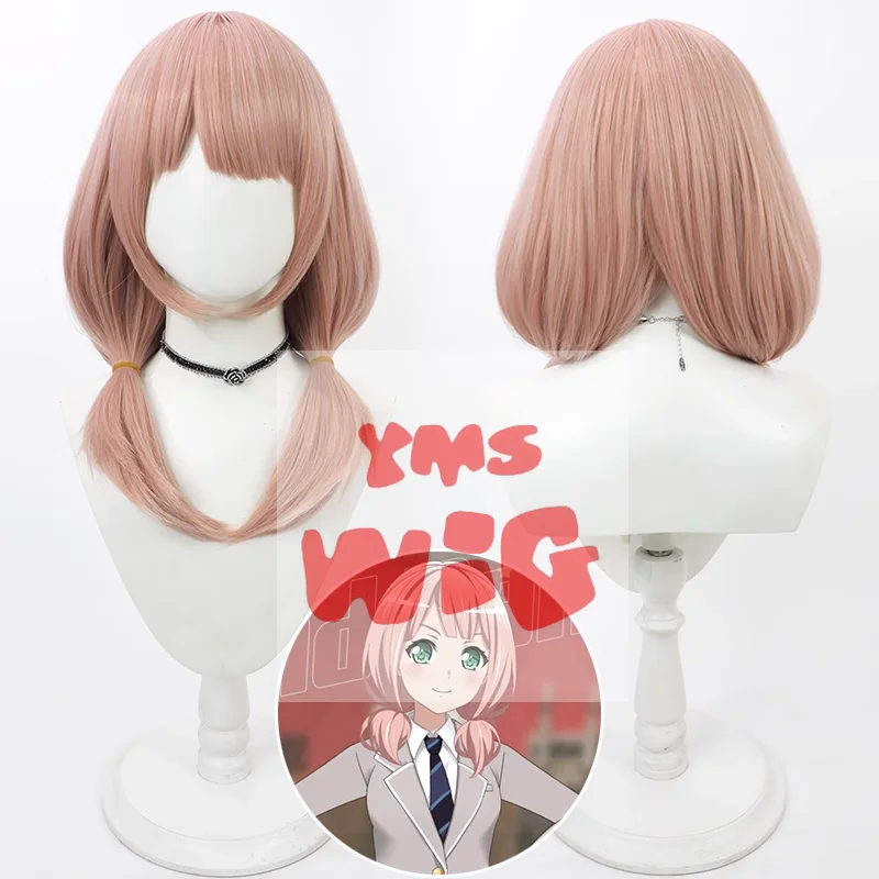 Bang Dream Uehara Himari Cosplay parochňa 55 cm ružový tepelne odolný voči syntetickým vlasom Halloween rola Platy karneval + bezplatná čiapka parochne